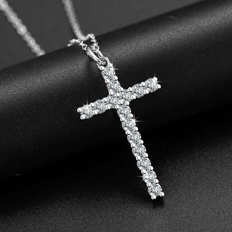Exquisite Fashion 925 Sterling Silver Cross Pendant Moissanite Pendant Necklace For Men Women Hip Hop Jewelry Wholesale 2022 New 