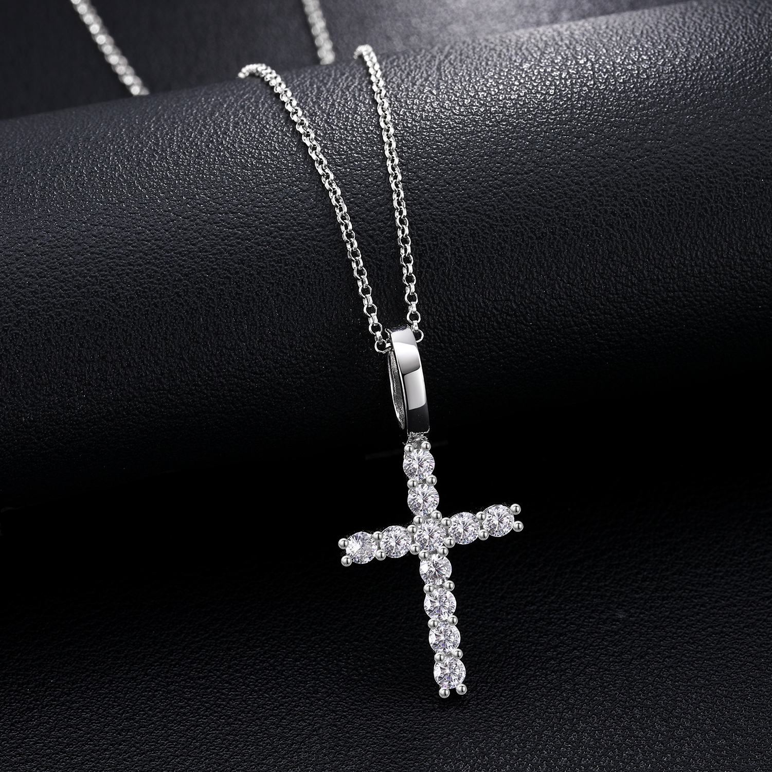 Exquisite Fashion 925 Sterling Silver Cross Pendant Moissanite Pendant Necklace For Men Women Hip Hop Jewelry Wholesale 2022 New