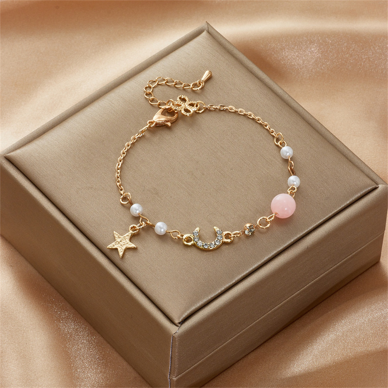 Fashion Pink Crystal Pearl Bracelet 