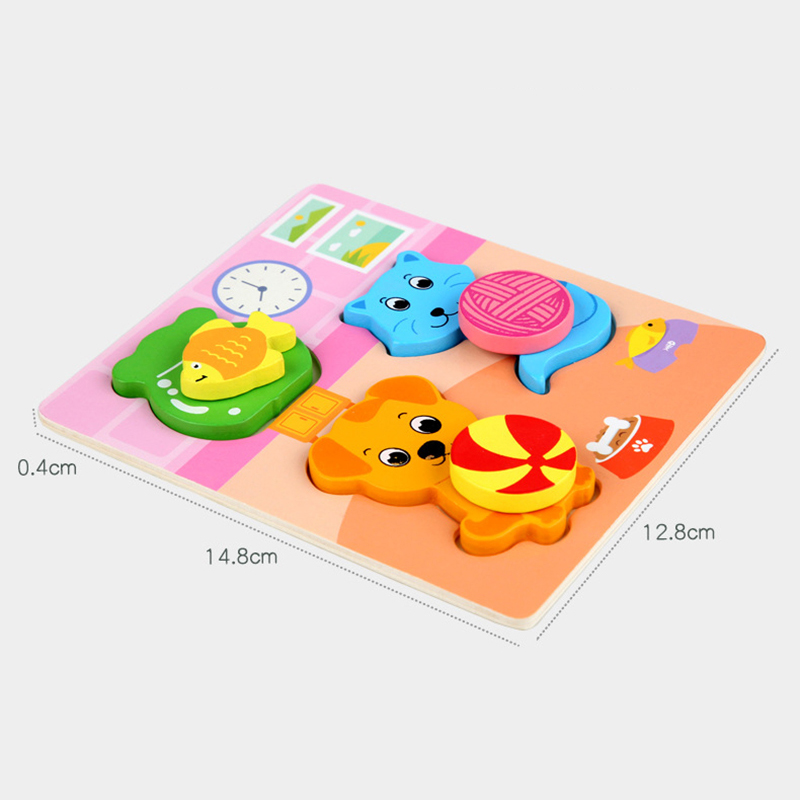 Kids Montessori 3D Wooden Puzzle Hands Grab Child Puzzle Educational Learning Toys Baby Games Puzzles For Kids 1 2 3 Years Old