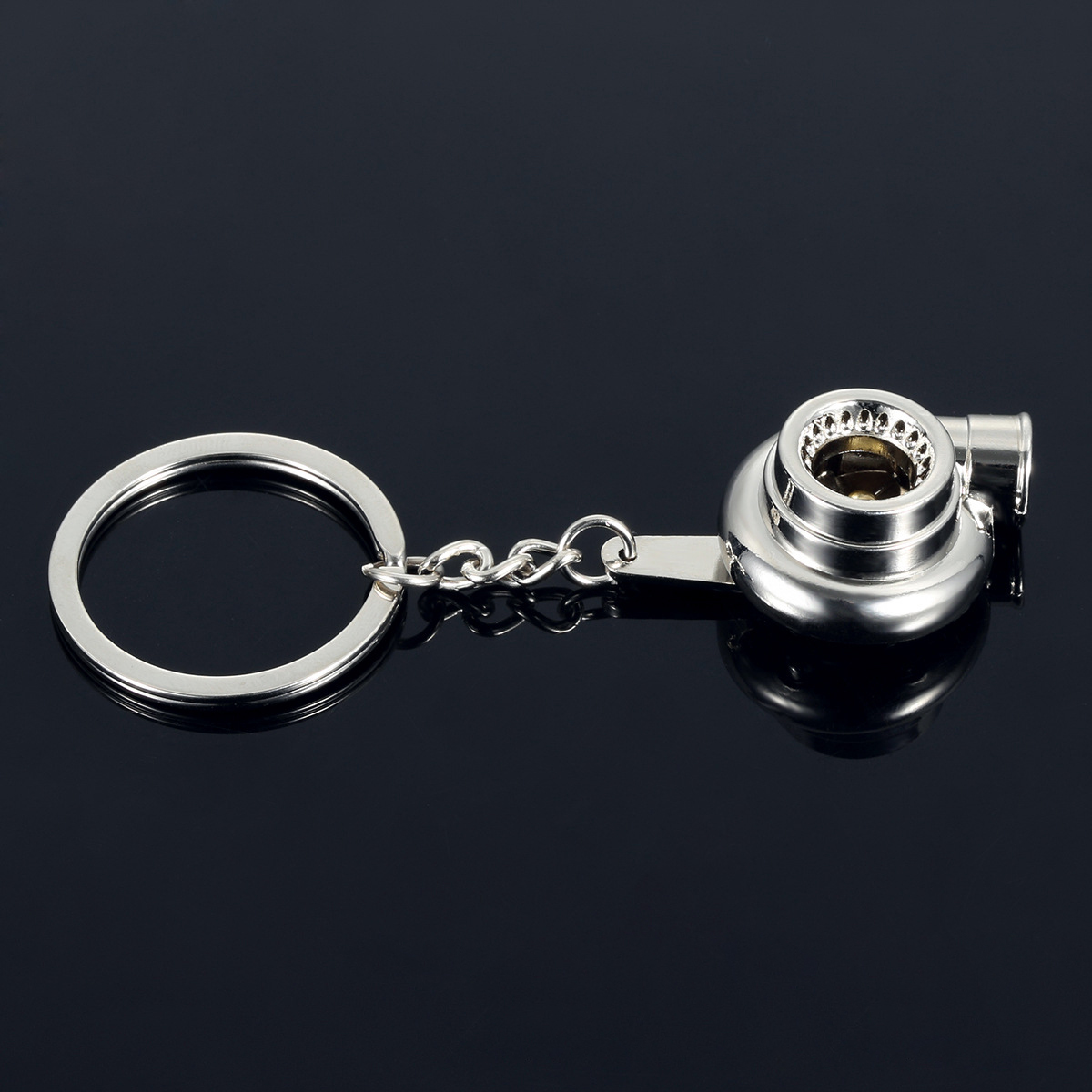 Mini Turbo Turbocharger Keychain Spinning Turbine Key Chain Ring Keyring Keyfob Car Keyring Car Interior Accessories