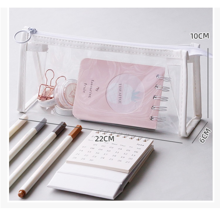 Transparent Triangle Pencil Case Pen Bag Morandi Color Frame Portable Storage Pouch for Stationery School TPU Waterproof A6645