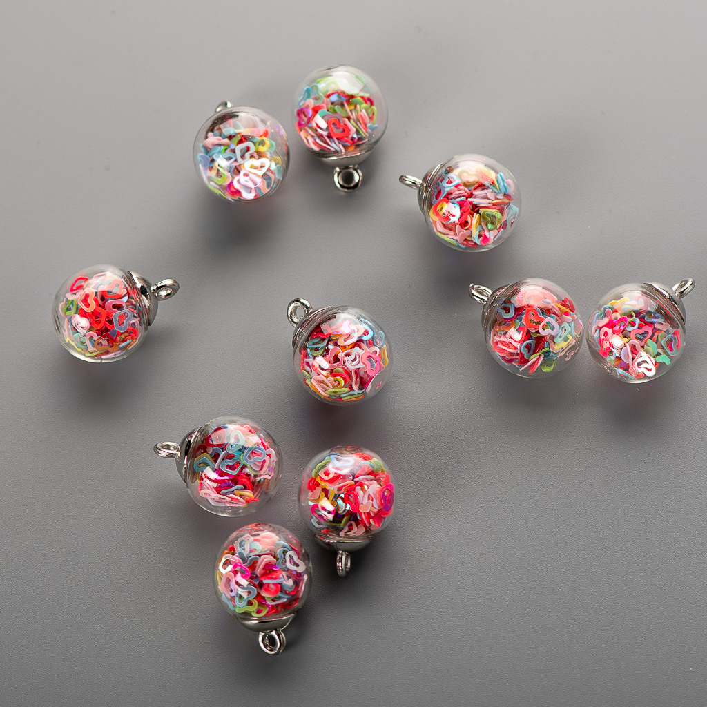 16# 10pcs Alloy Hook Hollow Hand-made Glass Bead Glass Charms Pendant handmade Beads & Jewelry Making Glass Beads 0A2#2180 Color: 10pcs-16mm-IZ515 