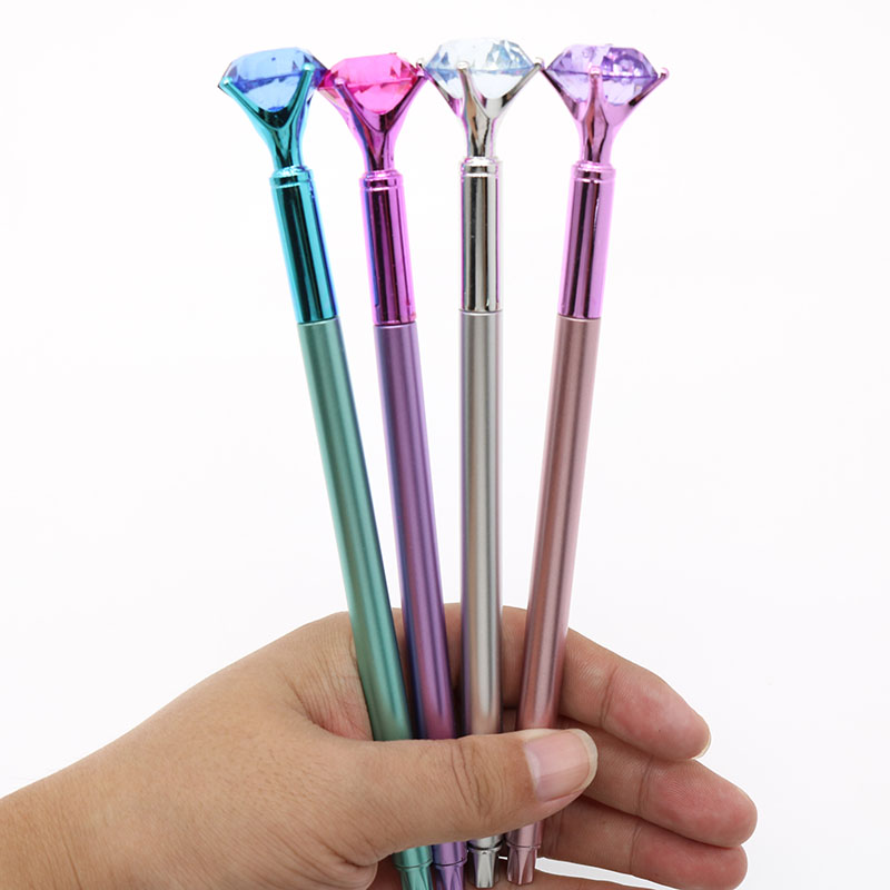 1pc New Color Diamond Head Gel Pen Korean Students Creative Stationery Plastic Pen Blue Refill Children Student Gift Stationery