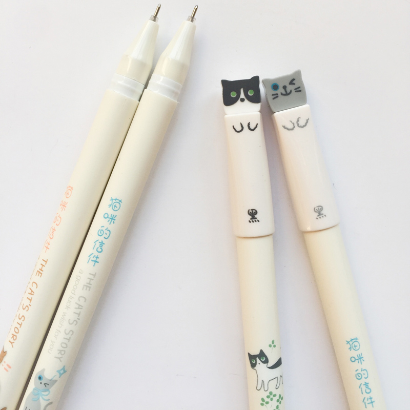 3X Cute Kawaii Lovely Cat Gel Pen Rollerball Pen School Office Supply Student Student Stationery