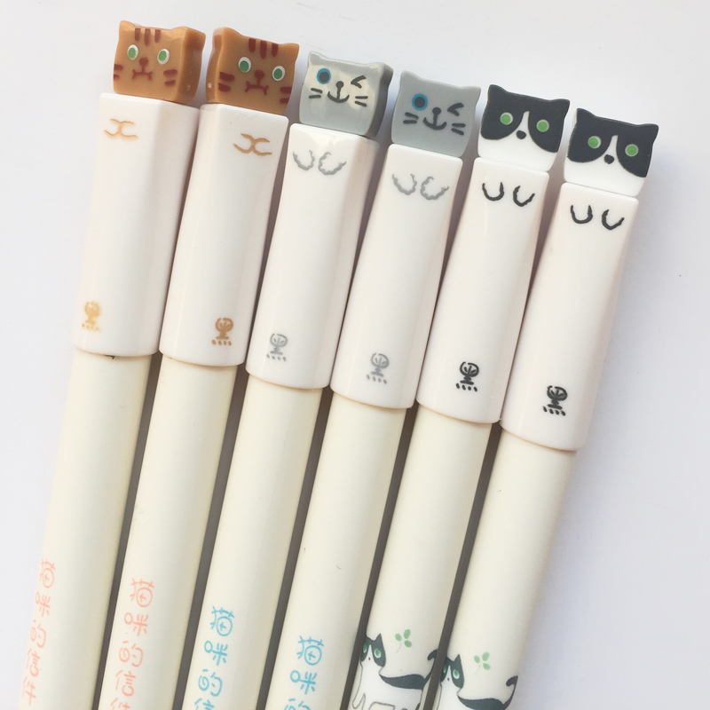 3X Cute Kawaii Lovely Cat Gel Pen Rollerball Pen School Office Supply Student Student Stationery 