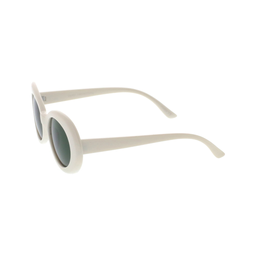 White & Green Women’s Retro Oval Sunglasses 