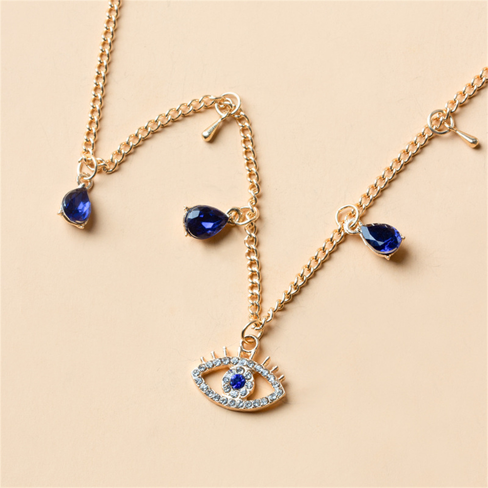 Fashion Crystal Blue Turkish Evil Eyes Necklace For Women Water Drop Pendant Necklace Simple Boho Girl Choker Jewelry Gift 