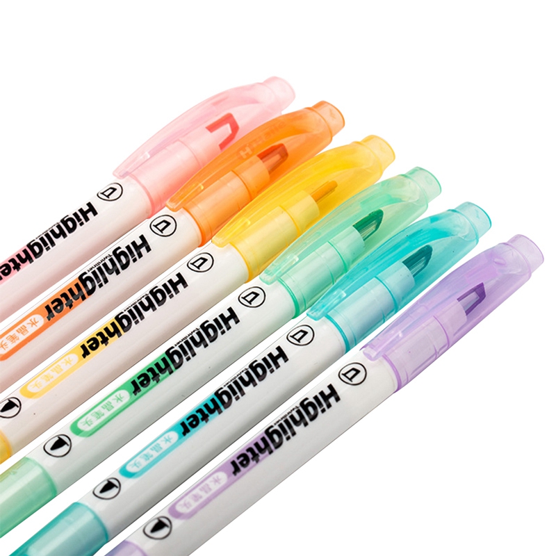 Haile 6pcs/set Double Tip Highlighter Pens Macaron Color Manga Markers Midliner Pastel highlighters Kawaii Japanese Stationery 