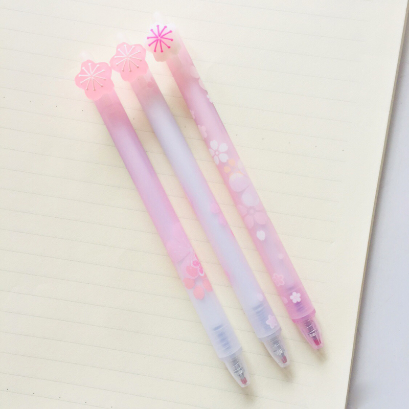Romantic Sakura Gel Pen Rollerball Pen School Office Supply Student Stationery Signing Pen Black Ink 0.38mm
