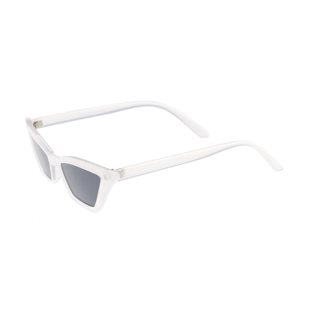 White & Smoke Retro Thin Cat-Eye Sunglasses 