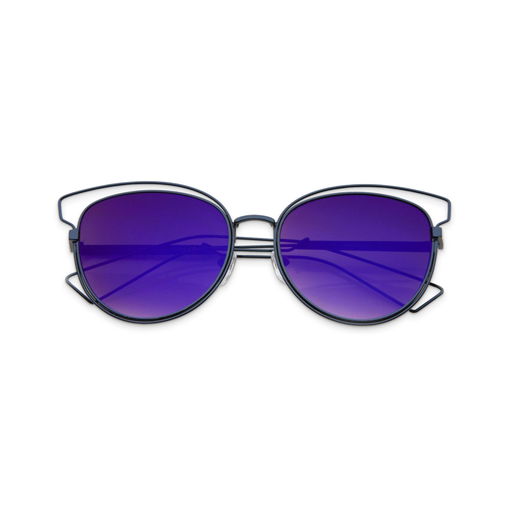 Women’s Blue Gradient Wire-Detail Sunglasses 