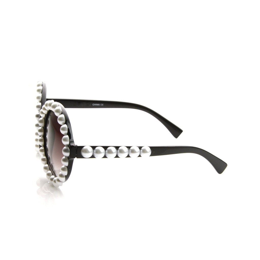 Women’s Pearl-Framed Round Sunglasses 