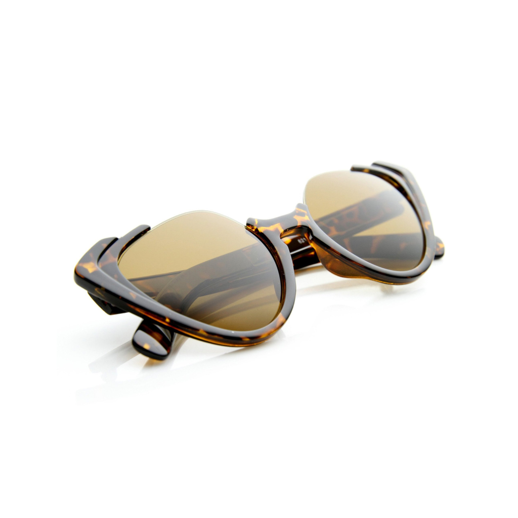 Women’s Tortoise & Amber Half-Frame Cat-Eye Sunglasses 