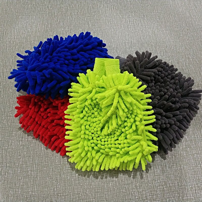 1PC Double-sided Microfiber Washable Car Washing Gloves Car Care Cleaning Gloves Cleaning Cloth Towel Mitt Car Accessories