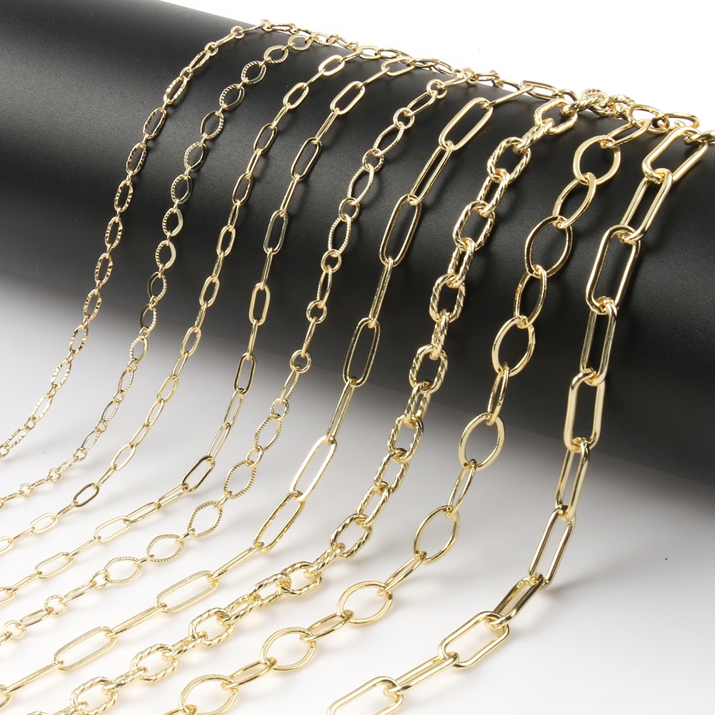 1m Gold Color Stainless Stell Big Rolo Cable Bulk Chains for Jewelry Making Necklace Bracelet Ankles DIY Handmade Accessories 