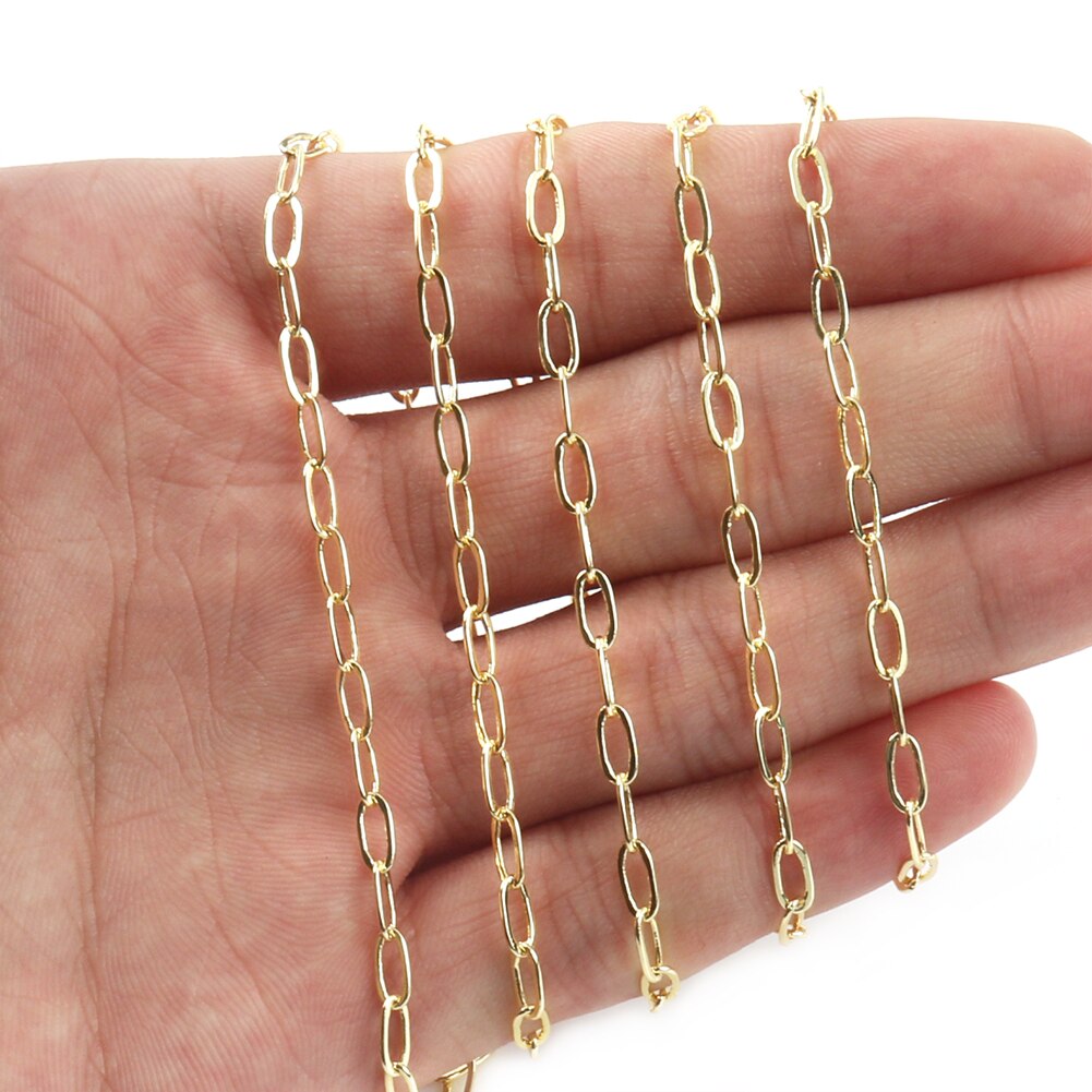 1m Gold Color Stainless Stell Big Rolo Cable Bulk Chains for Jewelry Making Necklace Bracelet Ankles DIY Handmade Accessories