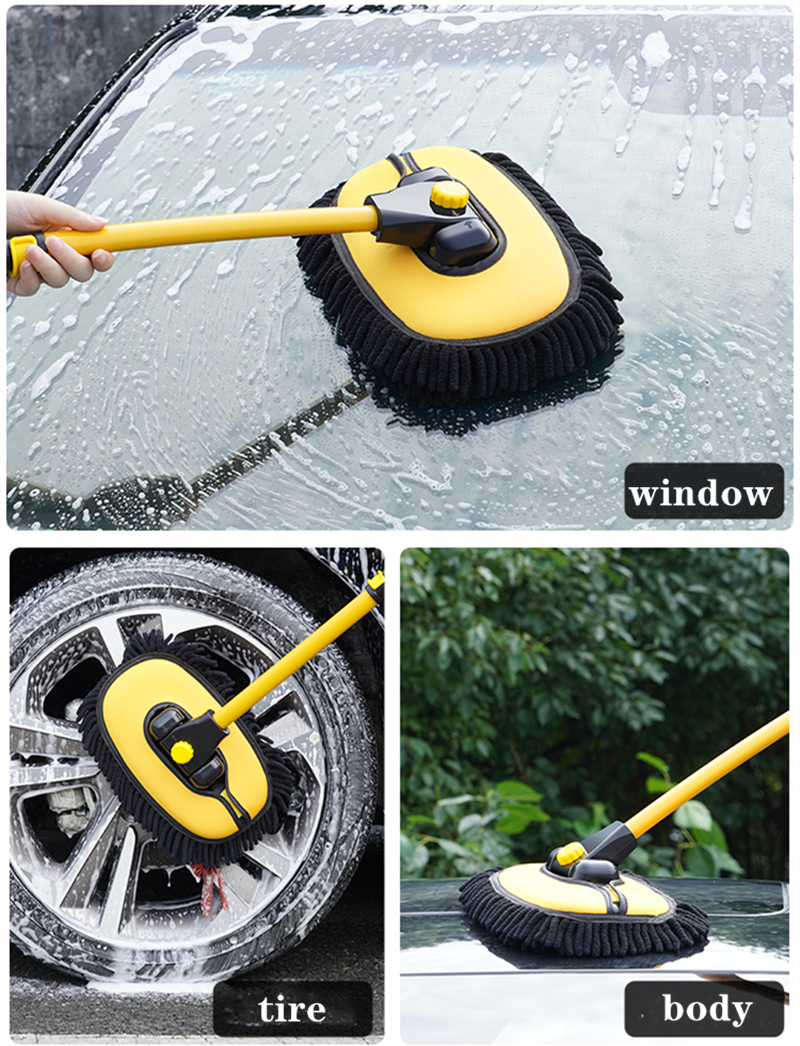 2022 New Car Cleaning Brush Car Wash Brush Telescoping Long Handle Cleaning Mop Chenille Broom Auto Accessories