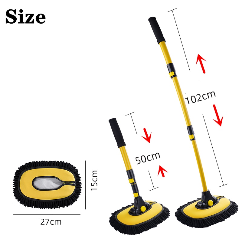 2022 New Car Cleaning Brush Car Wash Brush Telescoping Long Handle Cleaning Mop Chenille Broom Auto Accessories 