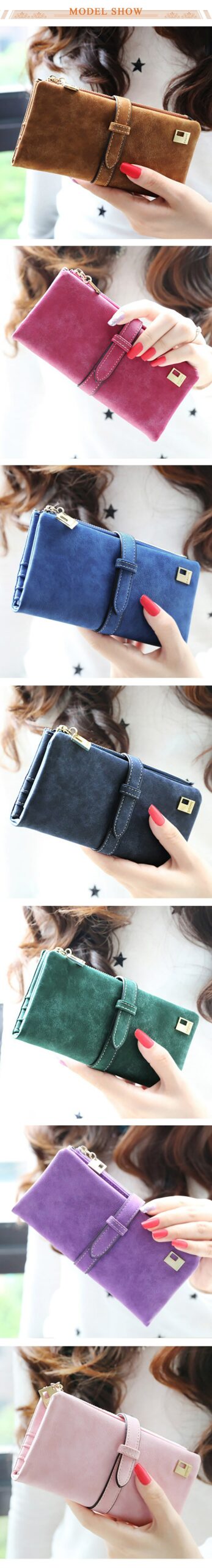 Geestock Women Wallet Coin Purse PU Matte Two Fold Wallets Zipper Mobile Phone Design Card Holder Ladies Clutches Wallet