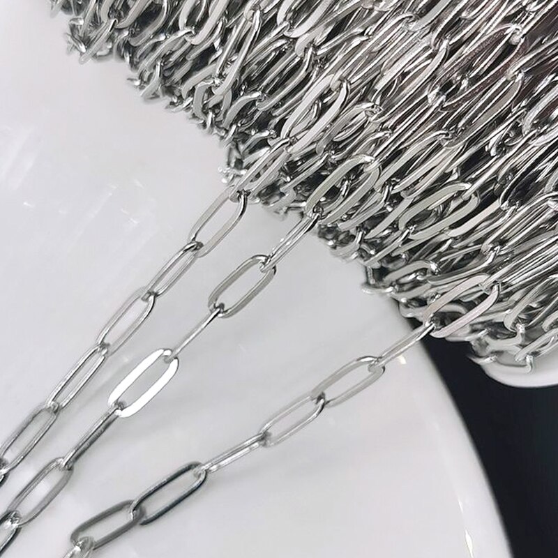 No Fade 2Meters Stainless Steel Chains for Jewelry Making DIY Necklace Bracelet Accessories Gold Chain Lips Beads Beaded Chain