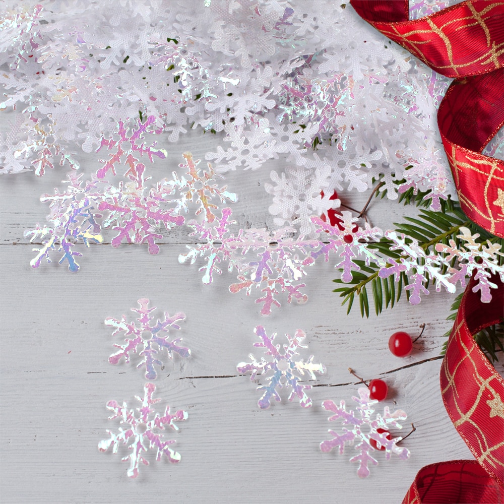 300pcs 2cm Christmas Snowflakes Confetti Artificial Snow Xmas Tree Ornaments Decorations Home Party Wedding New Year Decor 2023 