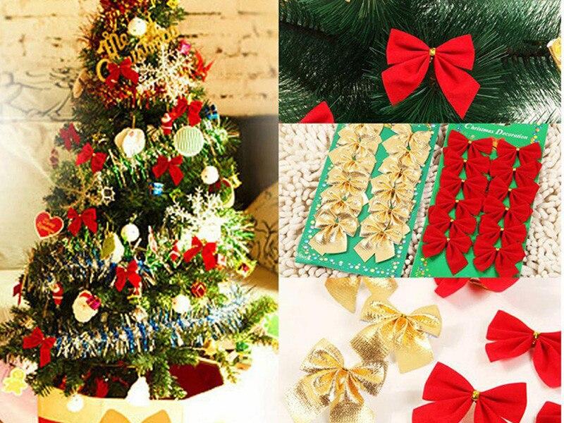 12pcs/lot Pretty Bow Tie Christmas Tree Ornaments Christmas Pendant Tree Decoration Baubles 2023 New Year Decorations Supplies