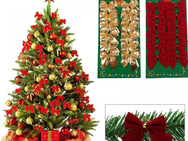 12pcs/lot Pretty Bow Tie For Christmas Tree Decoration 