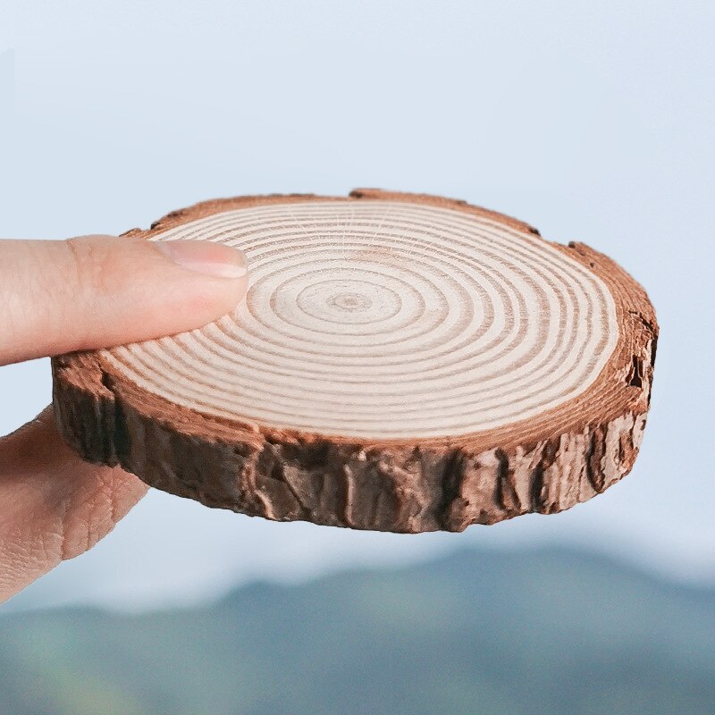 3-16cm Thicken Natural Pine Round Wood Slices Unfinished Circles With Tree Bark Log Discs DIY Crafts Christmas Party Painting 