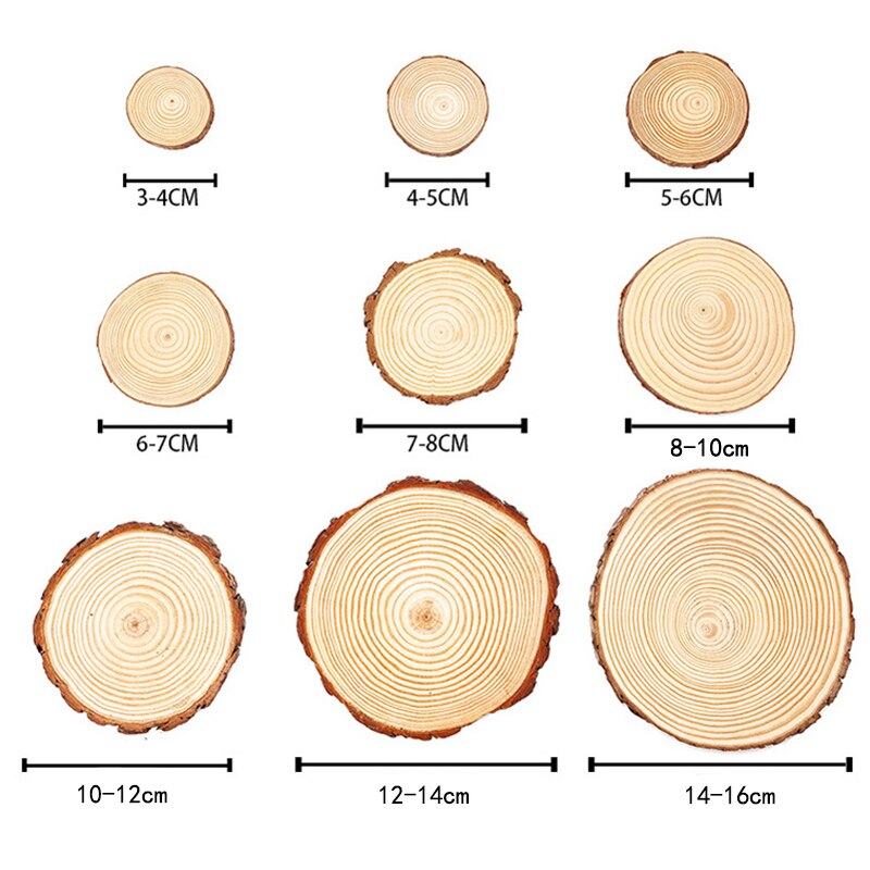 3-16cm Thicken Natural Pine Round Wood Slices Unfinished Circles With Tree Bark Log Discs DIY Crafts Christmas Party Painting 