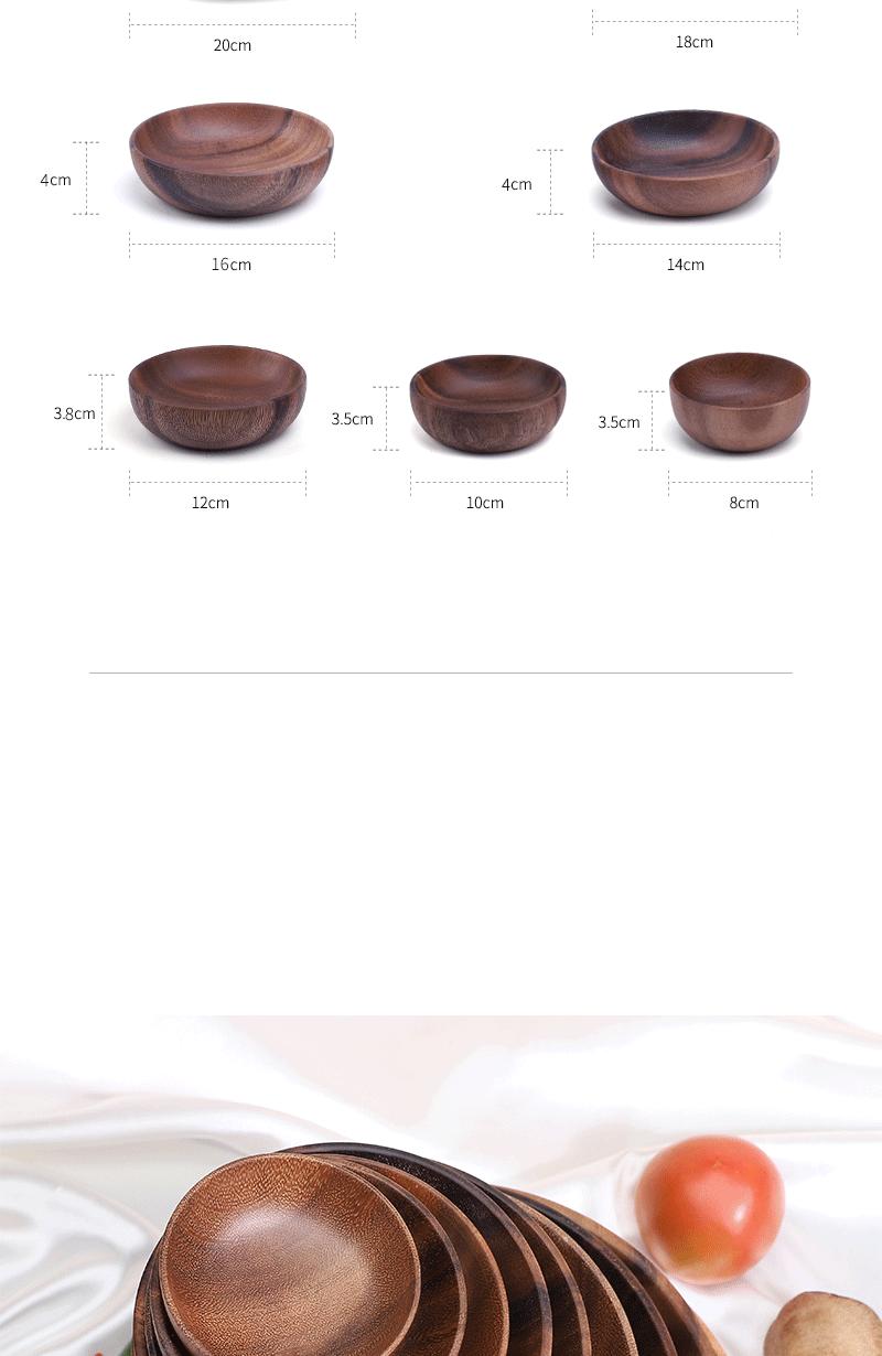 Acacia wooden bowl wooden tableware household and fruit plate salad bowl whole wooden soup bowl Wooden plate Food container