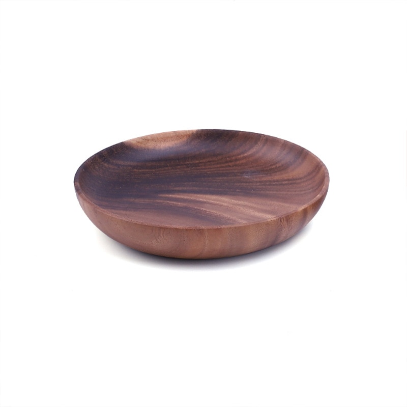 Acacia wooden bowl wooden tableware household and fruit plate salad bowl whole wooden soup bowl Wooden plate Food container 
