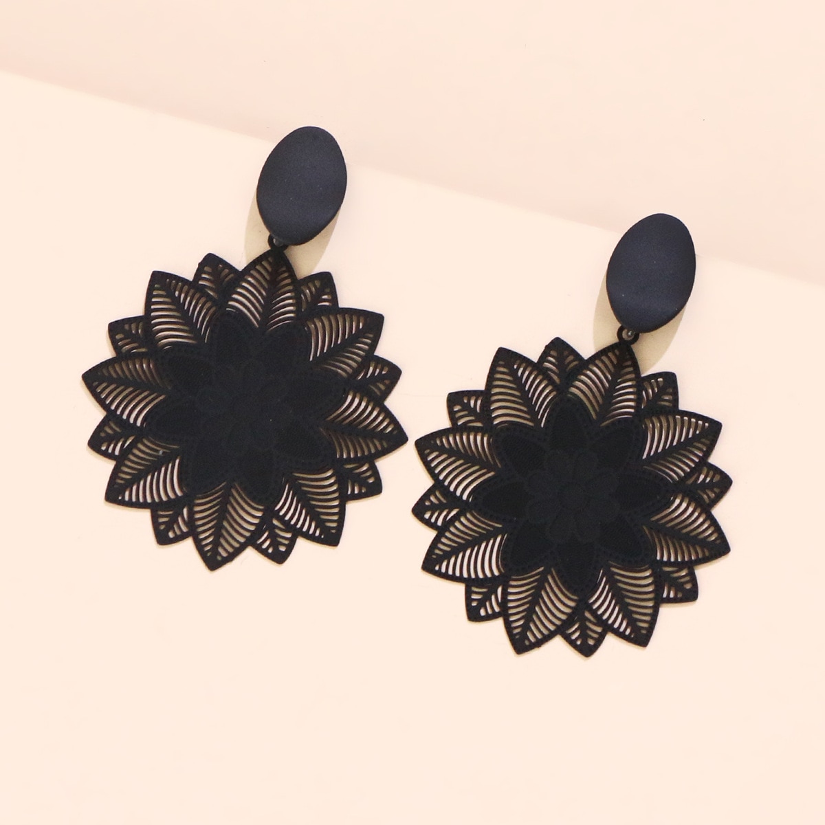 Big Black Flower Hanging Earrings For Women Exaggerated Rock Personality Cерьги Wedding Party Jewelry Valentine's Day Girl Gift 