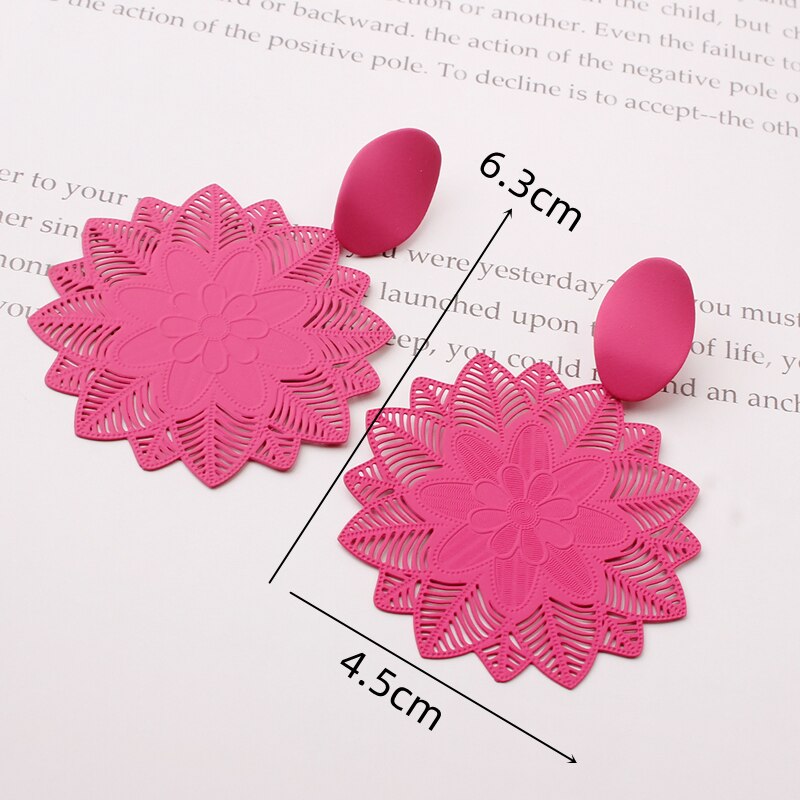 Big Black Flower Hanging Earrings For Women Exaggerated Rock Personality Cерьги Wedding Party Jewelry Valentine's Day Girl Gift 