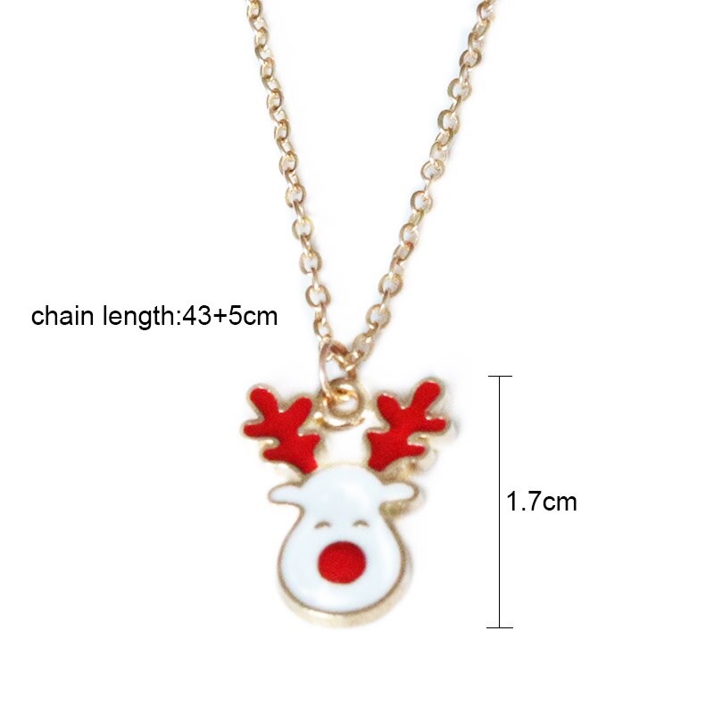 Cartoon Elk Pendant Necklace For Women Short Chain Design Christmas Collar Patry Neck Accessories Christmas Gifts