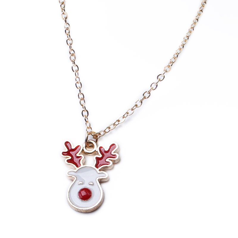 Cartoon Elk Pendant Necklace For Women Short Chain Design Christmas Collar Patry Neck Accessories Christmas Gifts