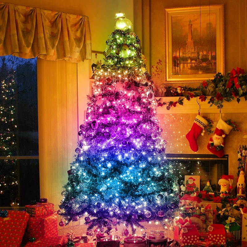 Christmas Tree RGB Lights Smart Bluetooth Control USB LED String Lamp Outdoor App Remote Control Garland Fairy Lights Decoration