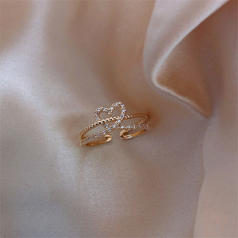 LATS Luxury Gold Color Pearl Zircon Rings for Woman 2021 Vintage Sexy Open Ring Party Joint Ring Fashion Elegant Jewelry Gifts