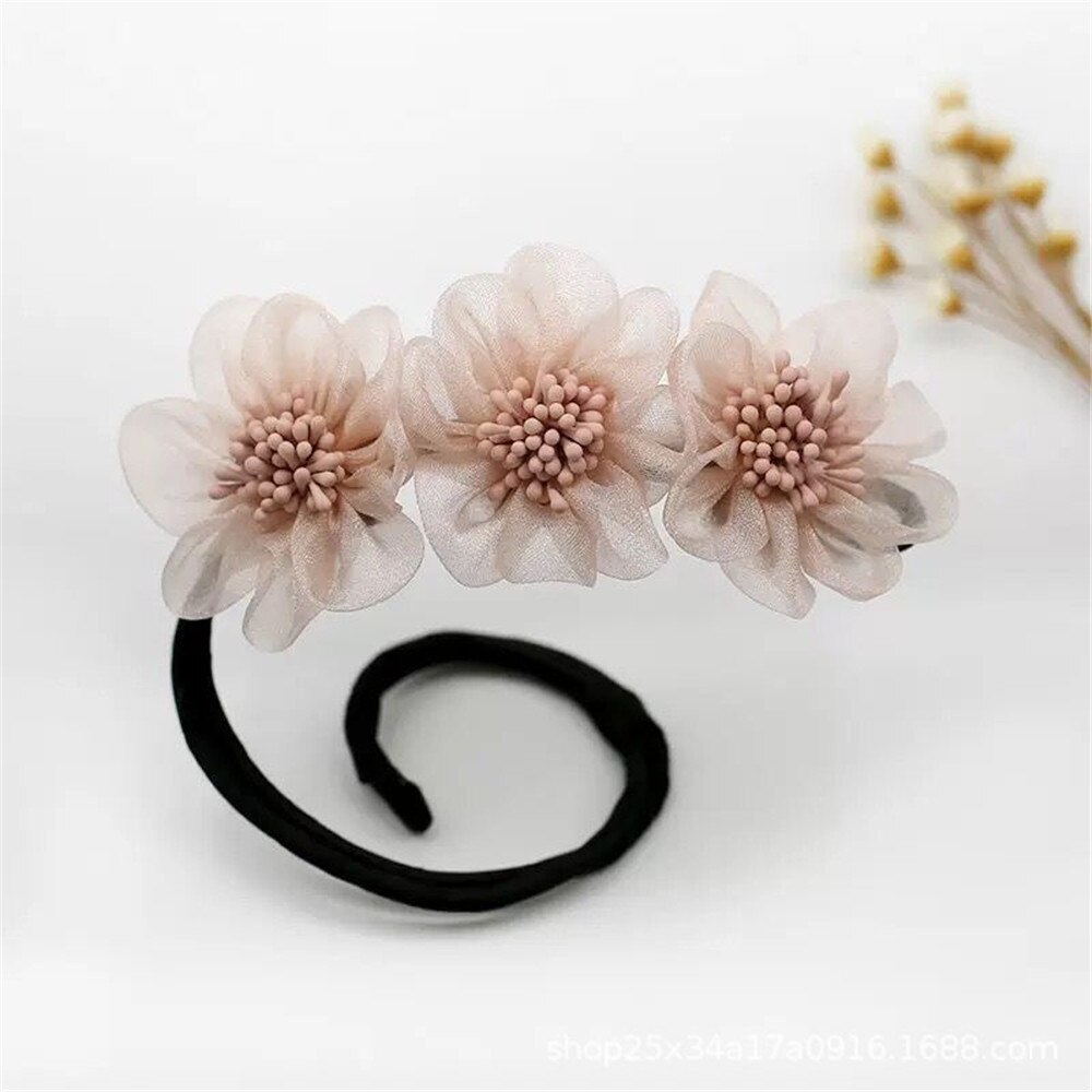 New Elegant Yarn Flower Hairpin Fashion Lazy Hair Curler Hair Accessories Ball Bun Styling Tool Hair Braiding Braider Hairgrips
