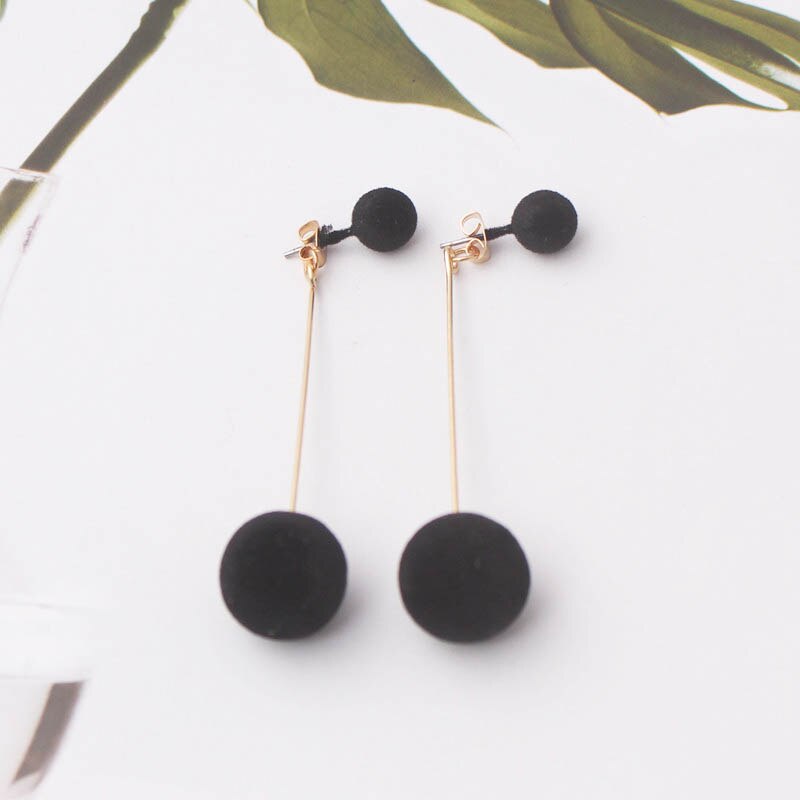 New Fashion Artificial Hair Ball Drop Earrings For Women Korea Personality Round Long Tassel Earrings Statement Ear Jewelry Metal Color: ES3883 