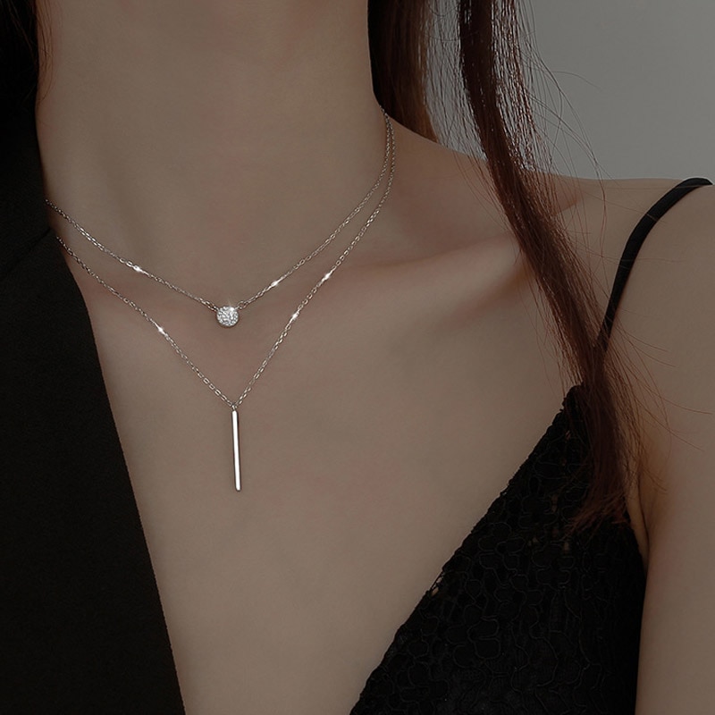 Popular Fashion Double Layer Pendant Necklace For Women Clavicle Chain Luxury Jewelry Chokers Accessories Gift 2022 New 