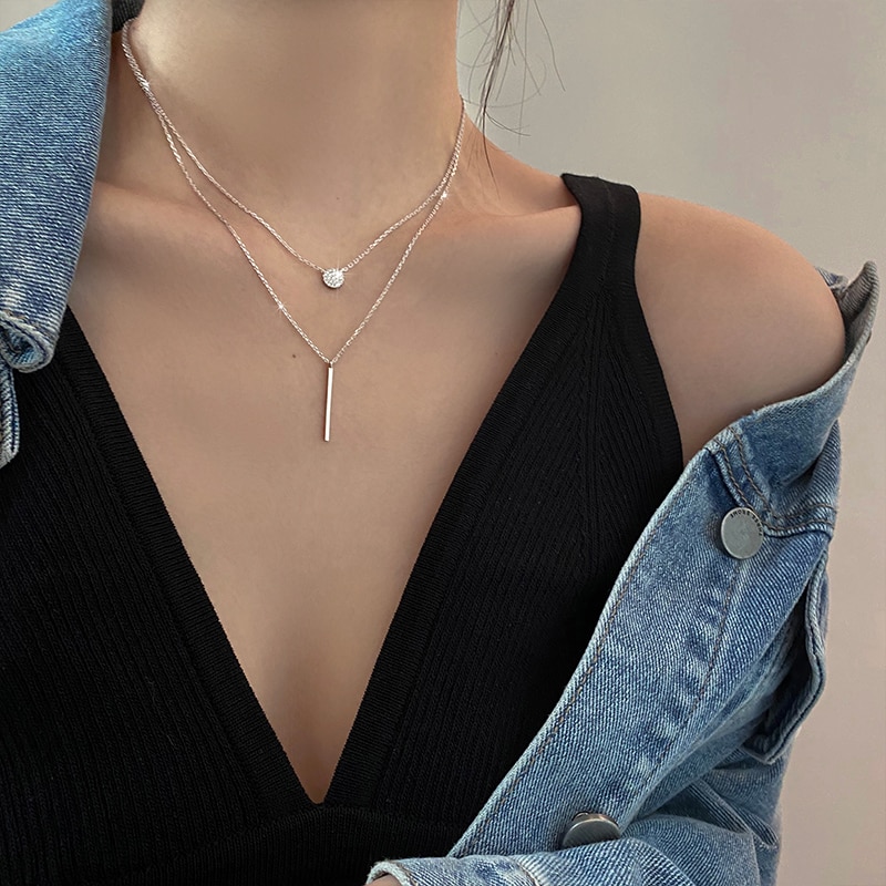 Popular Fashion Double Layer Pendant Necklace For Women Clavicle Chain Luxury Jewelry Chokers Accessories Gift 2022 New 