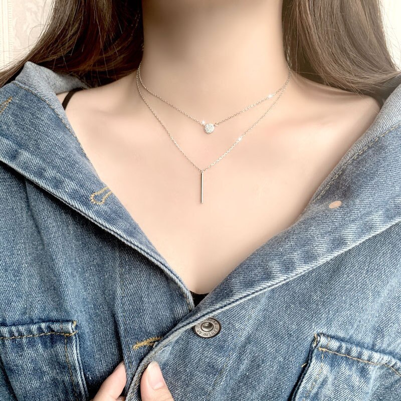 Popular Fashion Double Layer Pendant Necklace For Women Clavicle Chain Luxury Jewelry Chokers Accessories Gift 2022 New