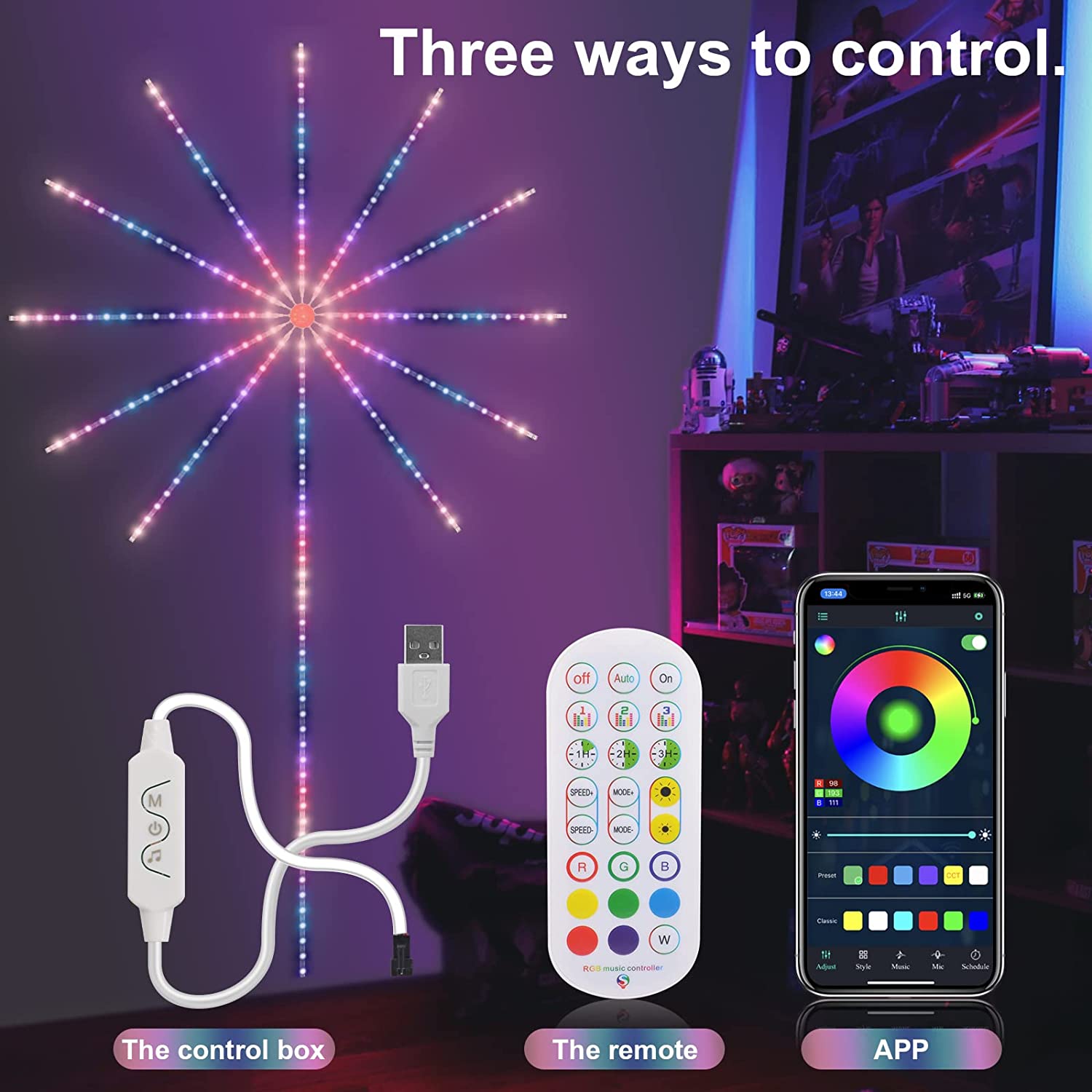 Smart LED Light Strip DIY Firework Remote Bluetooth USB Festoon Lamp For Home Bedroom Party Wedding Decor 2022 Christmas Lights 