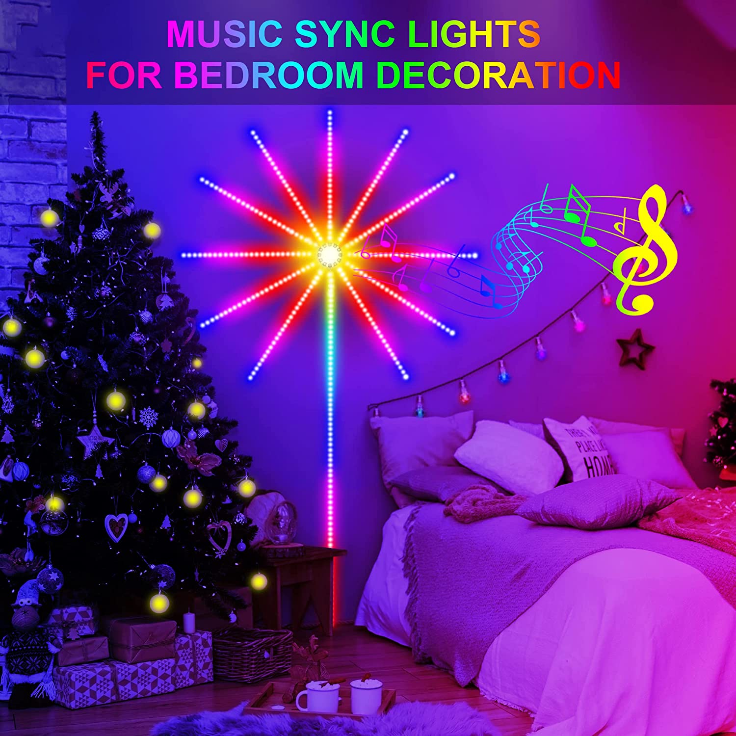 Smart LED Light Strip DIY Firework Remote Bluetooth USB Festoon Lamp For Home Bedroom Party Wedding Decor 2022 Christmas Lights