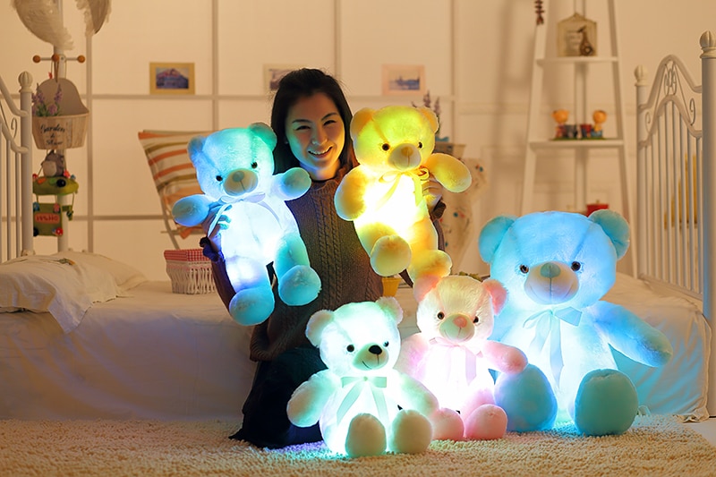 32-50cm Luminous Creative Light Up LED Teddy Bear Stuffed Animals Plush Toy Colorful Glowing Teddy Bear Christmas Gift for Kid