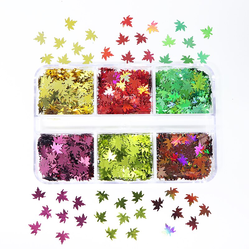 6 Grids Mixed Valentine's Day Nail Art Sequins Shiny Red Love Heart Glitter Flakes Nail Supplies For Professionals Accessories