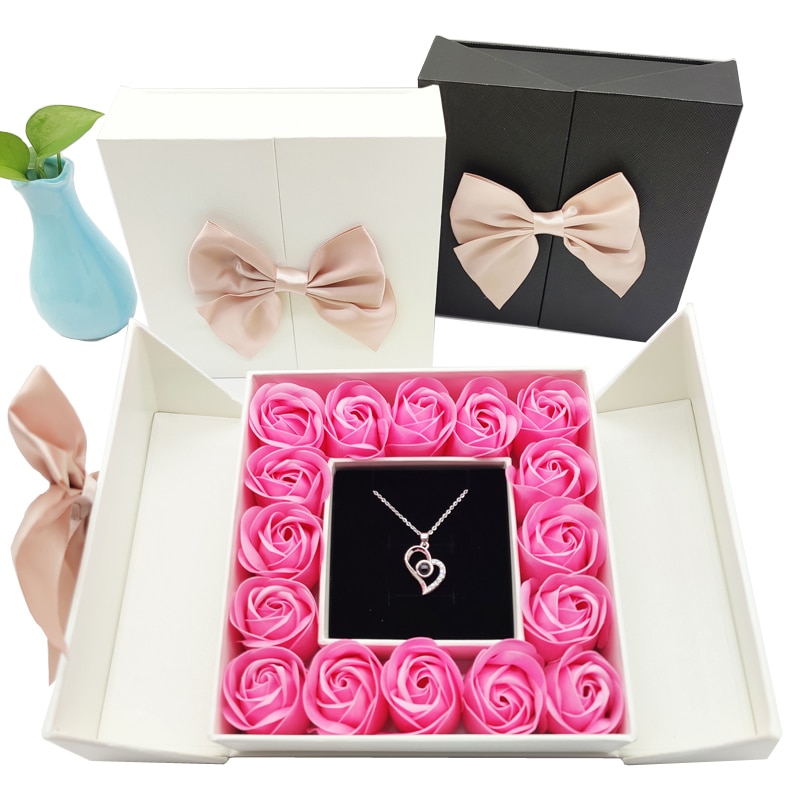 ROSE SPACE Black/White Gift Box Event Party Favors Wedding Birthday Rose Flower Christmas Valentine's Day Mothers Day Girl Gifts 