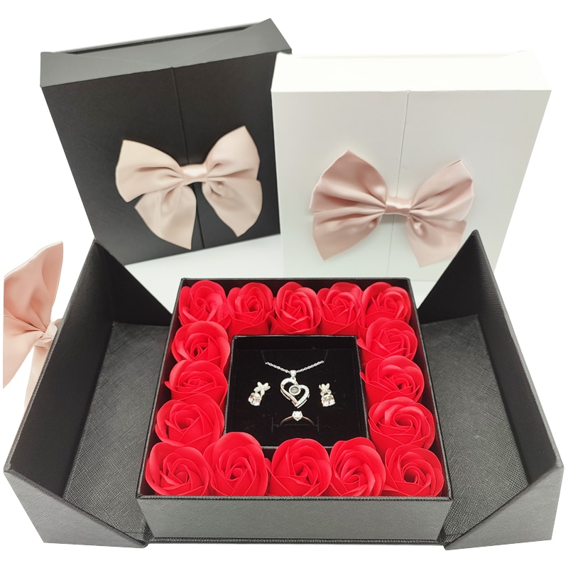 ROSE SPACE Black/White Gift Box Event Party Favors Wedding Birthday Rose Flower Christmas Valentine's Day Mothers Day Girl Gifts 