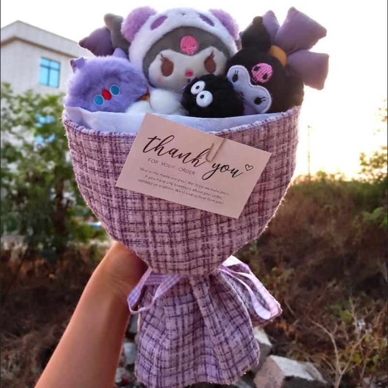 Sanrio Kuromi Cinnamoroll MyMelody Pompompurin Hello Kitty Kawaii Cartoon Doll Bouquet Anime Girl Cute Valentine's Birthday Gift 
